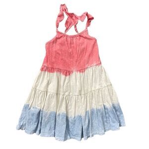 Cat & Jack Girls Red White Blue Ombre Tiered Dress XS 4/5 Criss Cross Straps